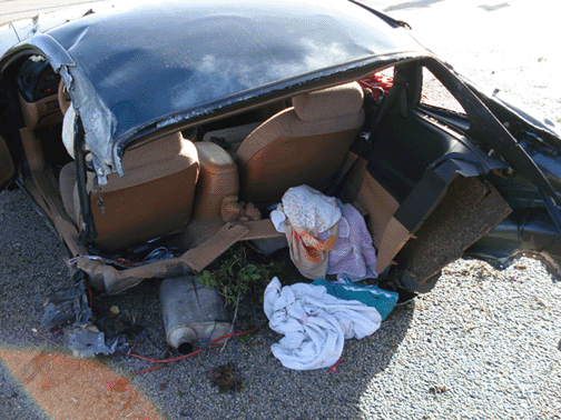 Mustang crash Torn apart